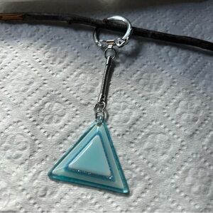 Blue sparkle triangle keychain